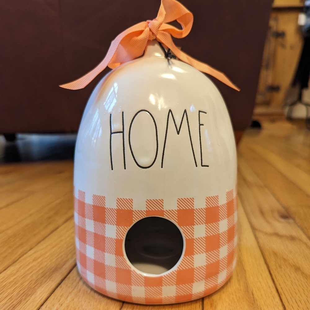 Brand New Rae Dunn Home by Magenta birdhouse orange gingham